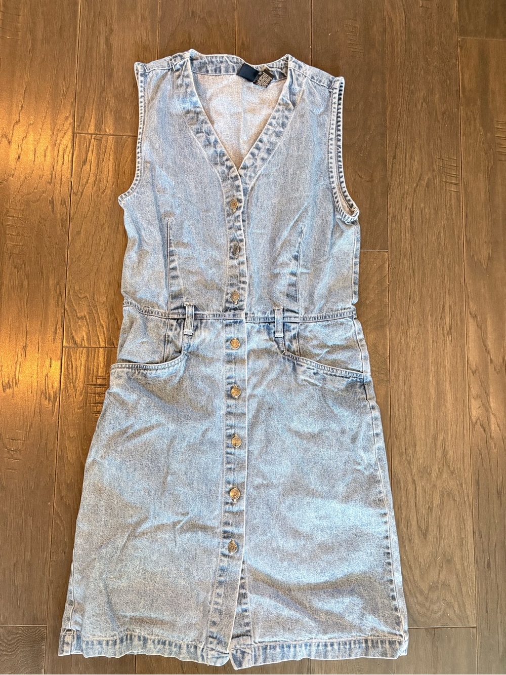Light Blue Denim Button-Front Dress